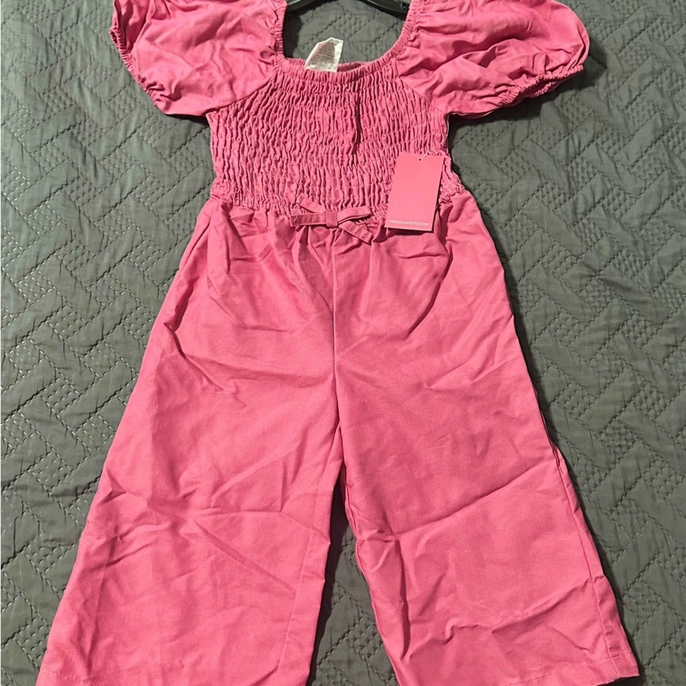 NWT VINCE CAMUTO Girl's Puffer Sleeve Romper‎ Pink Girlycore Jumpsuit Size 3T